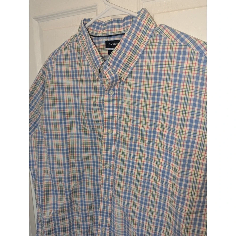 Croft & Barrow Plaid Button Up‎ Coastal Grandpa Preppy Shirt Large Nautical Golf